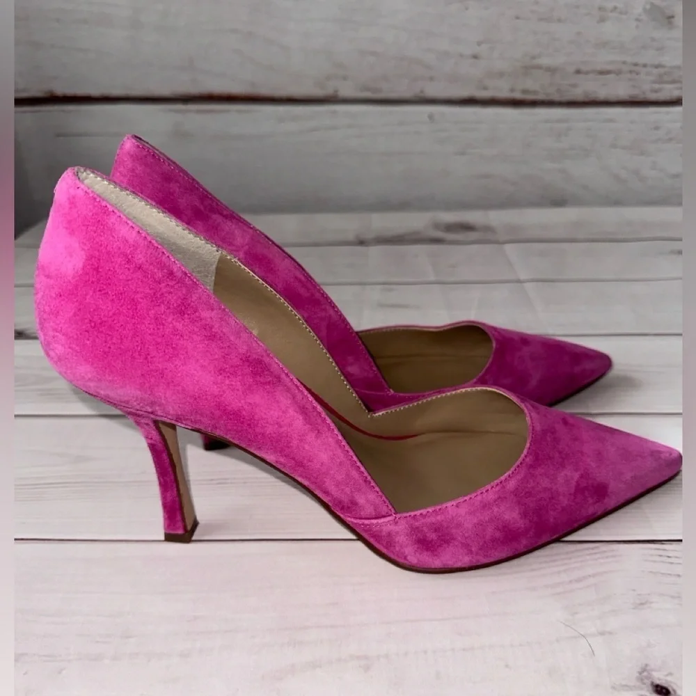 Ann Taylor Azra Pink Suede Pointed Toe Heels | Size 10M Wedding Formal Fuchsia - Picture 3 of 12